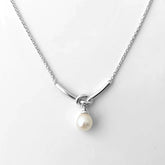 Pearl Drop Curved Bar Necklace