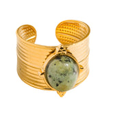 Vintage Oval Stone Wide Band Ring