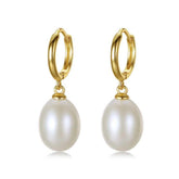 Huggie Hoop Earrings with Pearl Drops