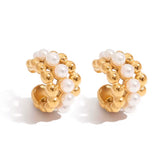 Pearl Beaded Huggie Hoop Earrings