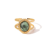 Vintage Oval Stone Double Band Ring