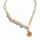 Asymmetrical Chain & Pearl Necklace