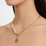 Asymmetrical Chain & Pearl Necklace