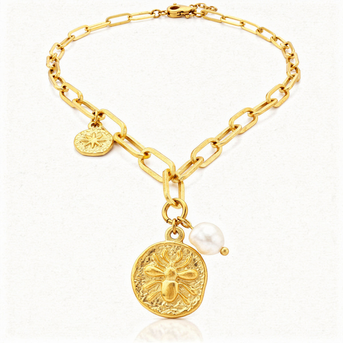 Bee Medallion Charm Necklace