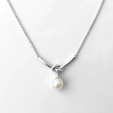 Pearl Drop Curved Bar Necklace