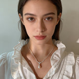 Pearl Drop Curved Bar Necklace