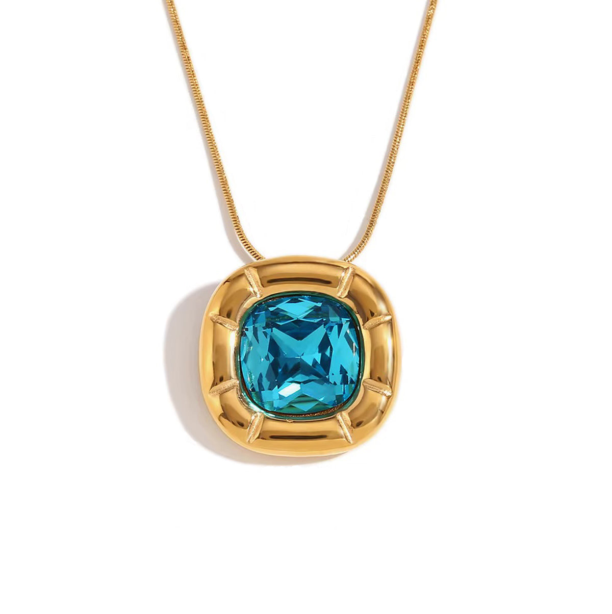 Vintage Cushion-Cut Gemstone Necklace