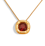 Vintage Cushion-Cut Gemstone Necklace