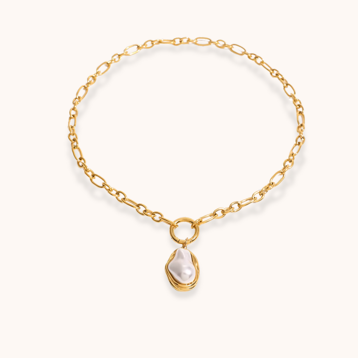 Statement Pearl Pendant Chain Necklace