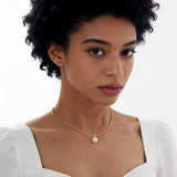 Oval Bead Chain Pearl Pendant Necklace