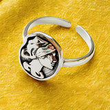 Abstract Face Medallion Ring