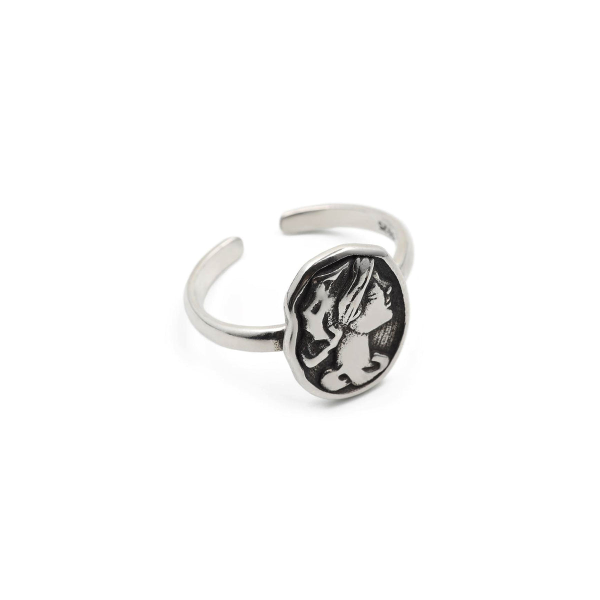 Abstract Face Medallion Ring