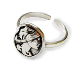 Abstract Face Medallion Ring