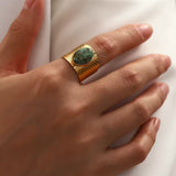 Vintage Stone Wide Band Ring