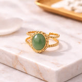 Vintage Oval Stone Double Band Ring