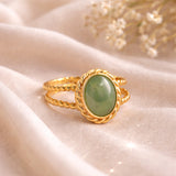 Vintage Oval Stone Double Band Ring