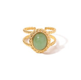 Vintage Oval Stone Double Band Ring
