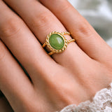 Vintage Oval Stone Double Band Ring