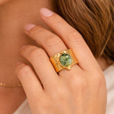 Vintage Oval Stone Wide Band Ring