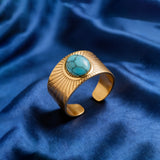 Vintage Stone Wide Band Ring