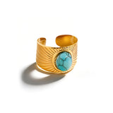 Vintage Stone Wide Band Ring