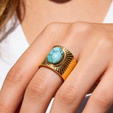 Vintage Stone Wide Band Ring