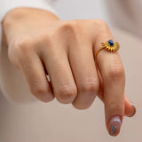 Vintage Sunburst Ring with Gemstone Centerpiece