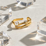 Curved Open Band Pearl Ring