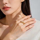 Curved Open Band Pearl Ring