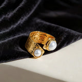 Bold Open Band Pearl Ring