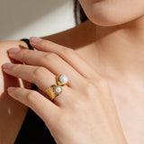 Bold Open Band Pearl Ring