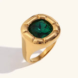 Vintage Square Stone Inlaid Ring
