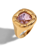 Vintage Square Stone Inlaid Ring