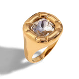Vintage Square Stone Inlaid Ring