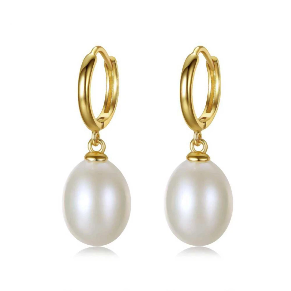 Huggie Hoop Earrings with Pearl Drops