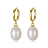 Huggie Hoop Earrings with Pearl Drops