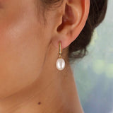 Huggie Hoop Earrings with Pearl Drops