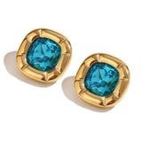 Vintage Cushion-Cut Gemstone Earrings