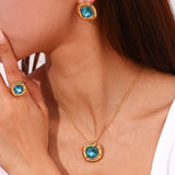 Vintage Cushion-Cut Gemstone Earrings