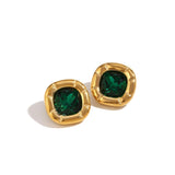 Vintage Cushion-Cut Gemstone Earrings