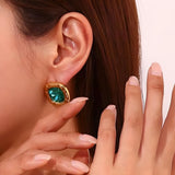 Vintage Cushion-Cut Gemstone Earrings