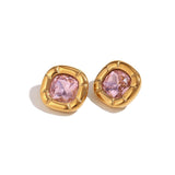 Vintage Cushion-Cut Gemstone Earrings