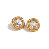 Vintage Cushion-Cut Gemstone Earrings