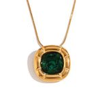 Vintage Cushion-Cut Gemstone Necklace