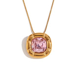 Vintage Cushion-Cut Gemstone Necklace