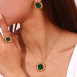 Vintage Cushion-Cut Gemstone Necklace