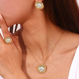 Vintage Cushion-Cut Gemstone Necklace