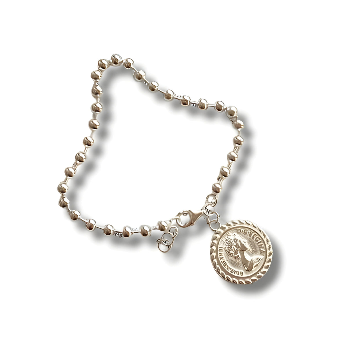 Minimalist Bead Chain Bracelet with Coin Charm