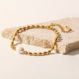 Pearl Oval Bead Chain Bracelet
