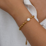 Pearl Oval Bead Chain Bracelet
